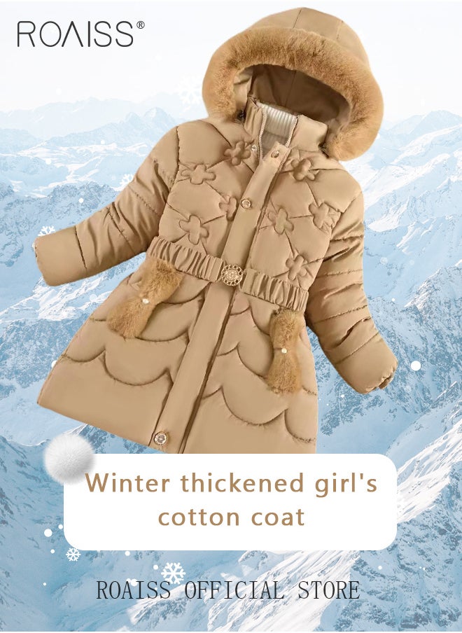 roaiss - Girls Down Parka Little Big Girls Hooded Winter Coat Spring Puffer Jacket Tunic Long Padded Overcoat - Image 1