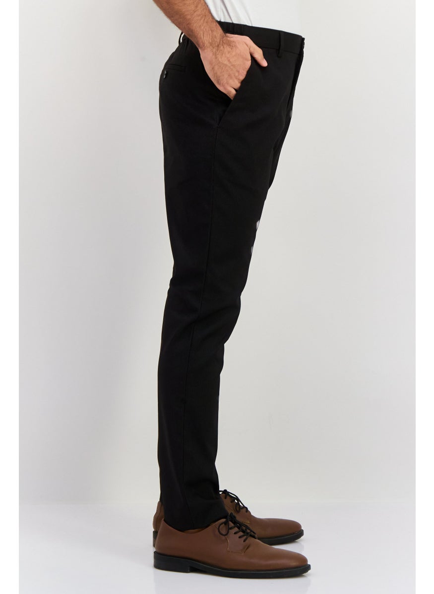ESPRIT Men Regular Fit Micro Dots Straight Leg Pants, Black  - Image 2