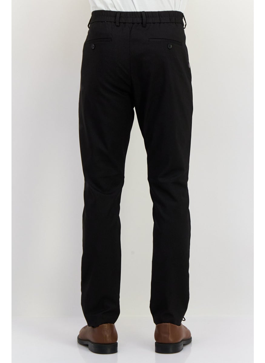 ESPRIT Men Regular Fit Micro Dots Straight Leg Pants, Black  - Image 3