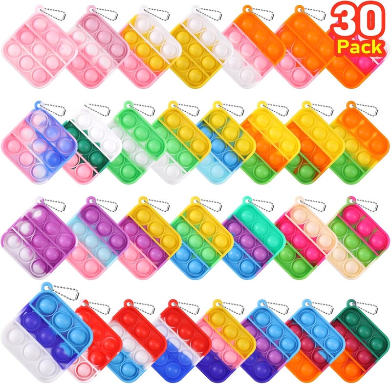 PICcircuit Kids Party Favors Fidget Toys Bulk 30 Pack Mini Pop Fidget Keychain Its Birthday Party Favors for Kids 4-8,8-12 Small Classroom Prizes It End of Year Student Gifts for Students Goodie Bag Stuffers - Image 1