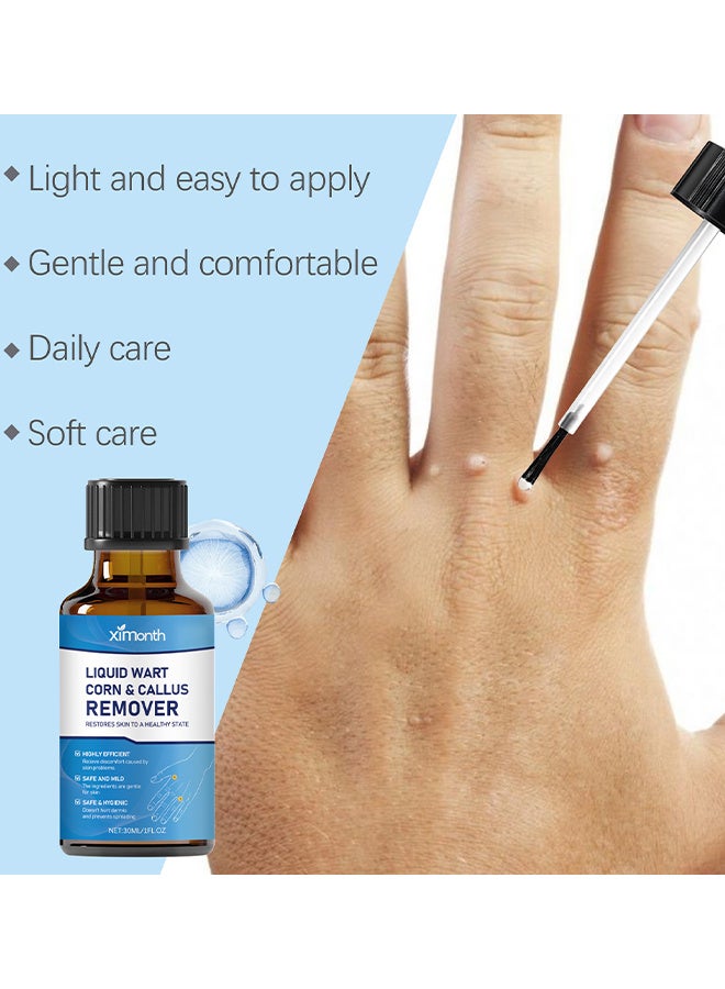 ximonth Liquid Wart Corn & Callus Remover 30ml, Fast Action Wart Remover Warts Removal Liquid With Salicylic Acid Remove Plantar Warts Common And Flat Wart Feet Corn Callus Treatment Liquid - Image 2