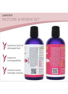 Pura d'or Restore & Renew Shampoo And Conditioner Set For Strong Healthy And Nourished Hair With Organic Aloe Vera Rosemary Oil Sea Buckthorn Cacay Oil Coconut Oil Seaberry Oil & Cedarwood Oil  - Image 4