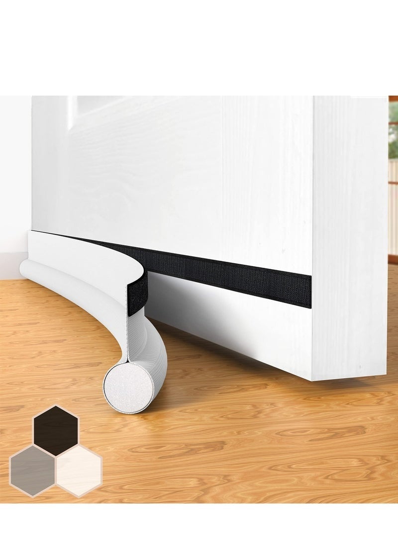 Bukela Door Draft Stopper Bottom One Sided Door Draft Blockers，37" Cutable Under Door Draft Blocker Insulator Door Sweep Weather Stripping Soundproof，Fits for Interior／Exterior Doors，1 Pack,White - Image 1