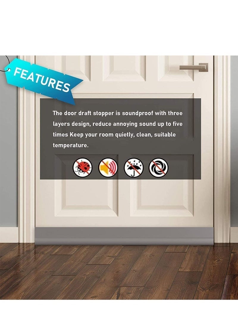 Bukela Door Draft Stopper Bottom One Sided Door Draft Blockers，37" Cutable Under Door Draft Blocker Insulator Door Sweep Weather Stripping Soundproof，Fits for Interior／Exterior Doors，1 Pack,White - Image 2