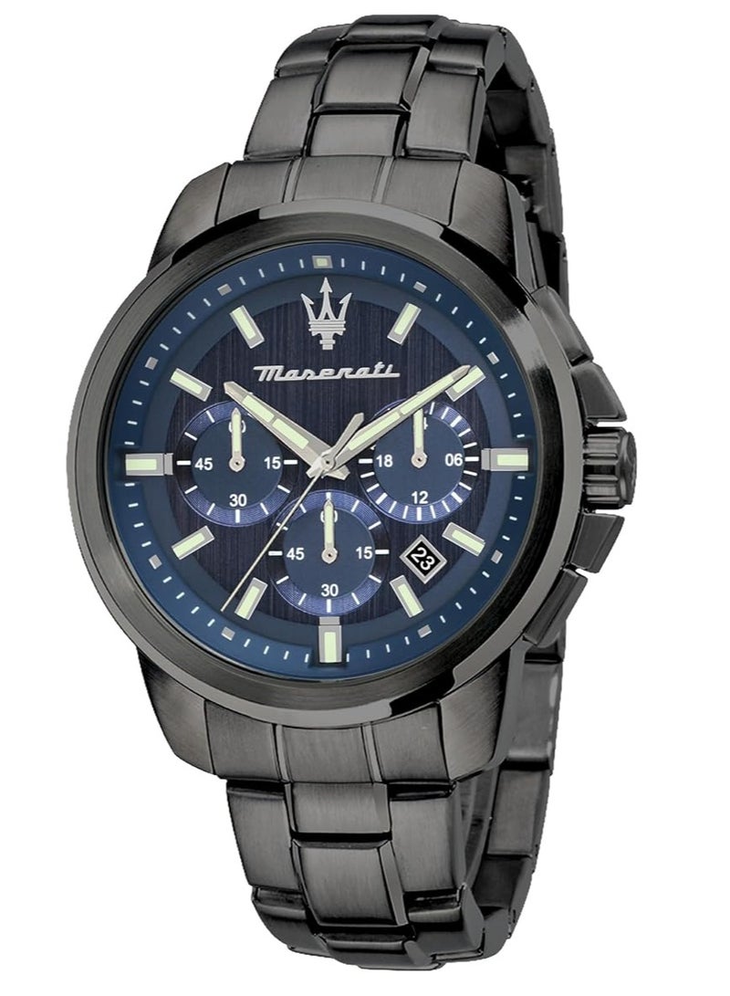 Maserati Men's Watch, Successo Collection, Quartz Movement, Chronograph, Stainless Steel Watch ,Grey, GRANDE 45 MM, Strap - Image 1