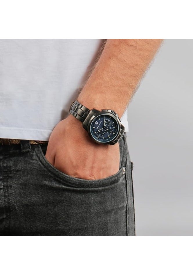 Maserati Men's Watch, Successo Collection, Quartz Movement, Chronograph, Stainless Steel Watch ,Grey, GRANDE 45 MM, Strap - Image 4