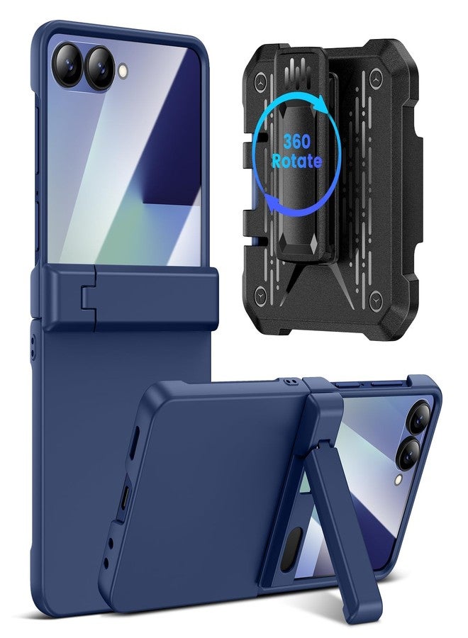 VEGO for Z Flip 7 Case with Screen Protector & Belt Clip [Hinge Protection & Foldable Kickstand] Hard PC Cover Shockproof Anti-Drop & Support Wireless Charing Case for Samsung Galaxy Z Flip 7-Blue - Image 1