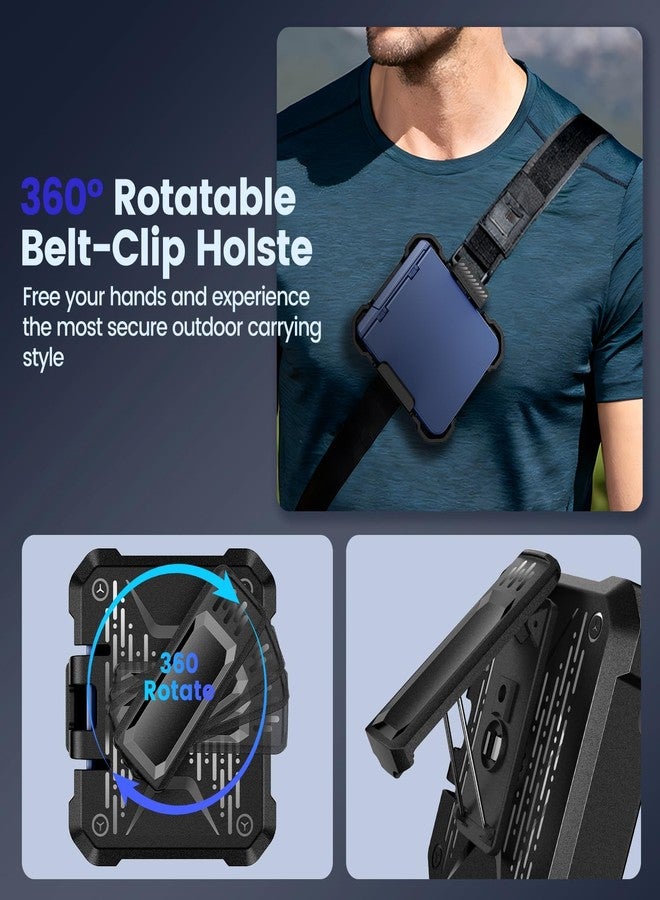 VEGO for Z Flip 7 Case with Screen Protector & Belt Clip [Hinge Protection & Foldable Kickstand] Hard PC Cover Shockproof Anti-Drop & Support Wireless Charing Case for Samsung Galaxy Z Flip 7-Blue - Image 3