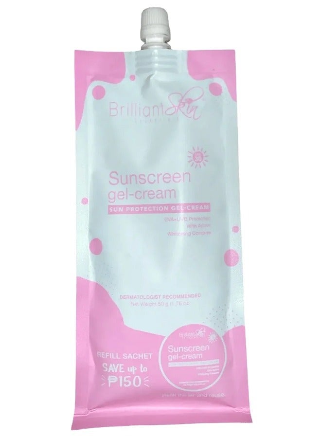 Brilliant Skin كريم جل واقي من الشمس بعامل حماية من الشمس SPF 30، حماية من الأشعة فوق البنفسجية فئة A وB، مملوء بمركب تبييض نشط لتعزيز إشراق البشرة، 50 جم. - Image 1
