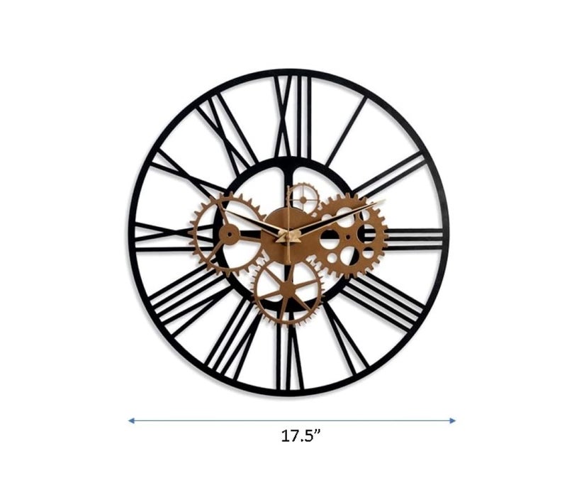 METSY Designer Gear Wall Clock Metal Wall Art Clock Decor for Living Room | Metal Wall Art | Wall Hangings for Home Decoration| 44.5x44.5cm | Precise Laser Cutting & Black Powder Coated - Image 4
