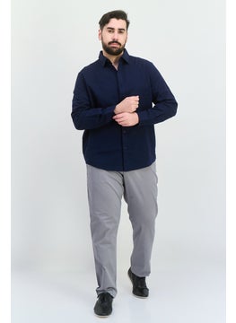 Algspar Men Regular Fit Solid Long Sleeves Casual Shirt, Navy  - Image 4