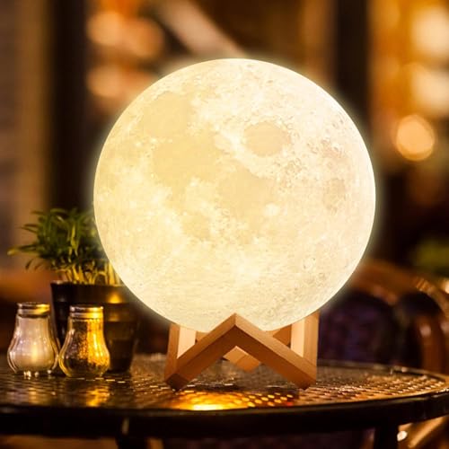 Desidiya 3D Moon Table Lamp – 15CM Rechargeable Lamp with 7 Color Changing Modes – Elegant Indoor Lighting for Bedroom & Kids’ Room – Ideal Gift for Women, Kids & Valentine’s Day - Image 1