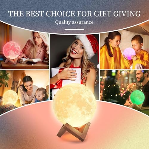 Desidiya 3D Moon Table Lamp – 15CM Rechargeable Lamp with 7 Color Changing Modes – Elegant Indoor Lighting for Bedroom & Kids’ Room – Ideal Gift for Women, Kids & Valentine’s Day - Image 4