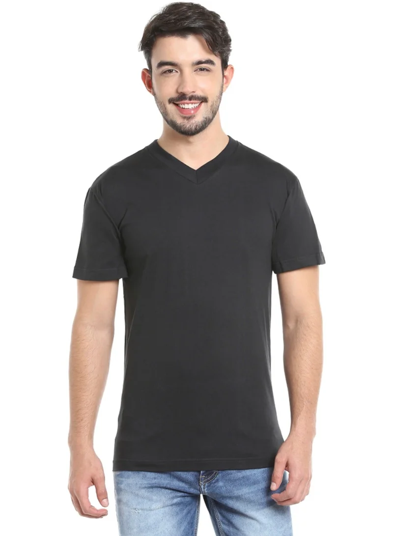 BYC MEN'S V-NECK COTTON T-SHIRT (PACK OF 3) - BLACK