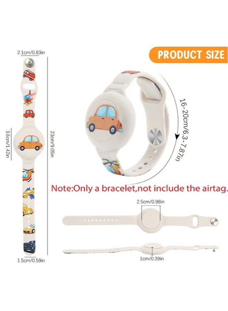 AirTag Bracelet for Kids - Waterproof Cute Cartoon Air tag Holder for Kids with Soft Silicone Full Coverage Anti-Lost Hidden Airtag Wristband Accessories for Child (White)  - Image 2