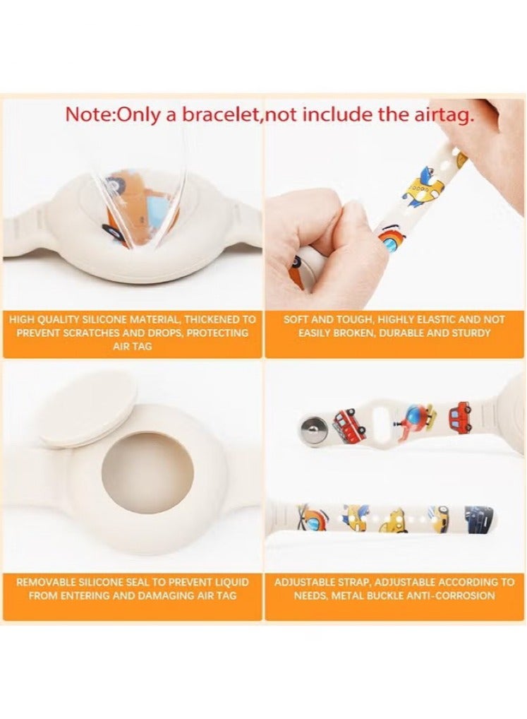 AirTag Bracelet for Kids - Waterproof Cute Cartoon Air tag Holder for Kids with Soft Silicone Full Coverage Anti-Lost Hidden Airtag Wristband Accessories for Child (White)  - Image 3