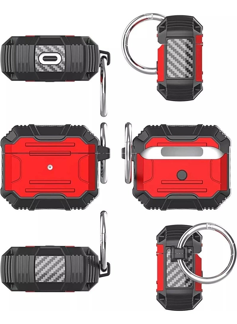 غطاء واقٍ من ألياف الكربون لسماعات AirPods 3 - 2021 (أحمر/أسود) - Image 3