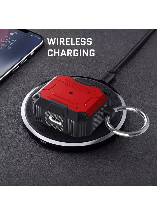 غطاء واقٍ من ألياف الكربون لسماعات AirPods 3 - 2021 (أحمر/أسود) - Image 5