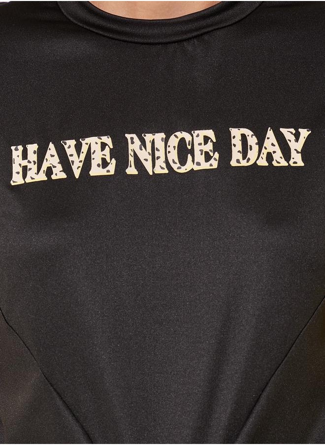 Take Two Take Two Slogan Print Ruched Regular Fit T-Shirt  - Image 4
