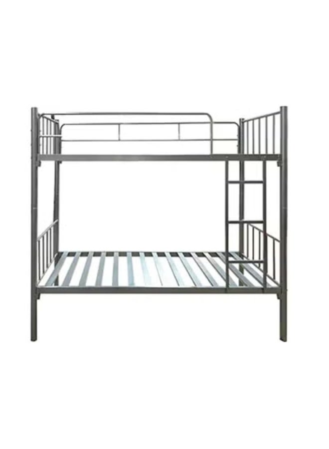 كستم ديكو إطار سرير بطابقين معدني مع قضبان أمان وسلم مدمج | سرير متين ذو طابقين للأطفال، وغرف النزل، وغرف الموظفين | فضي - Image 1