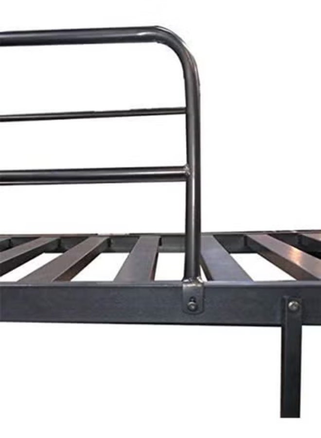 كستم ديكو إطار سرير بطابقين معدني مع قضبان أمان وسلم مدمج | سرير متين ذو طابقين للأطفال، وغرف النزل، وغرف الموظفين | فضي - Image 3