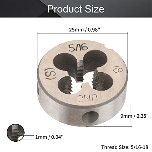 Utoolmart 5/16-18 UNC Round Die, Machine Thread Right Hand Threading Die, Alloy Tool Steel - Image 2