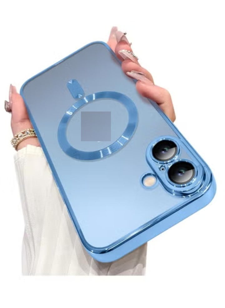 Gravity iPhone 16 Plus Magnetic Case with Built-in Camera Lens Protector – MagSafe Compatible, Soft TPU Anti-Scratch Shockproof Slim Clear Cover for Women & Men, Blue - Image 1