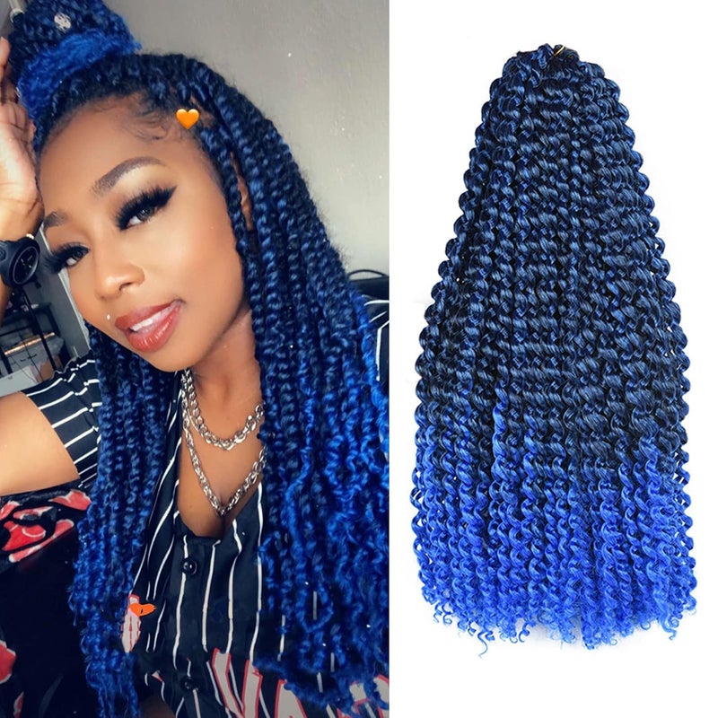 YOROSTAR 6 Packs Passion Twists Hair 18inch Ombre Blue Water Wave Crochet Hair for Goddess Passion Twists Crochet Hair Long Bohemian Locs Braiding Hair Extensions 18 6packs Tblue