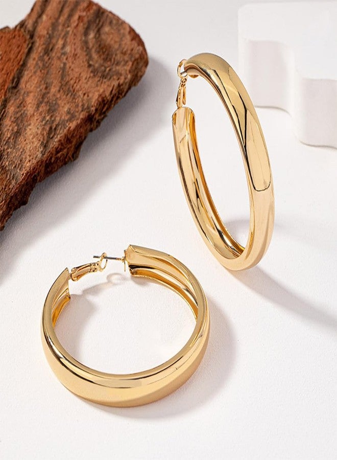 يرتير أقراط YERTTER الرقيقة باللونين الذهبي والفضي، أقراط دائرية متدلية، أقراط كبيرة الحجم مميزة للنساء (ذهبي 2) - Image 5