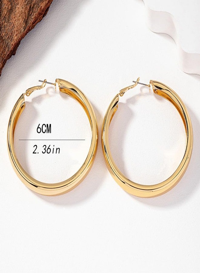 يرتير أقراط YERTTER الرقيقة باللونين الذهبي والفضي، أقراط دائرية متدلية، أقراط كبيرة الحجم مميزة للنساء (ذهبي 2) - Image 4