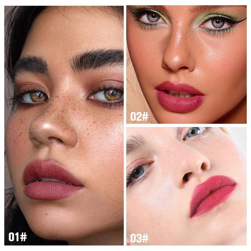 evpct 3Pcs Peel Off Lip Stain Tints, Maroon Mauve Red Matte Liquid Lipstick Lip Stain Long Lasting Waterproof for Women, Non-stick Cup Lipstick Peel Off Highly Pigmented Smudge-proof, 01# & 02# & 03# - Image 2