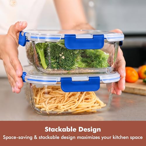 Razab 2 PC 1200ML / 41 Oz Glass Food Storage Containers with Lids - Airtight & Leakproof - Microwave/Oven/Freezer Safe - BPA Free - Ideal for Meal Prep, Storing Leftover & Lunch - Image 4