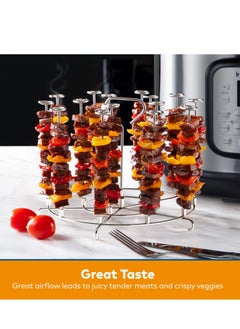 SYOSI Stainless Steel Skewers Rack Holder, Compatible with Instant Pot 8 Quart Air Fryer and Ninja Foodi 8 Quart Accessories for Kabobs  - Image 2