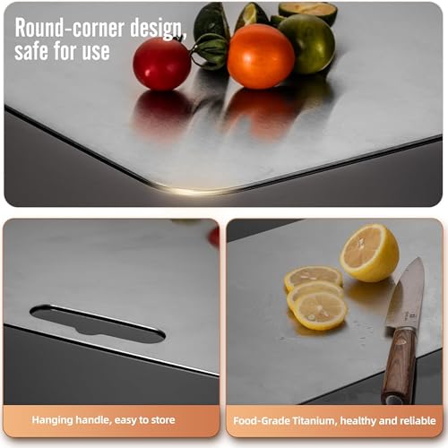 HOMEZE 304 Stainless Steel Chopping Board with Handle 35 x 25 cm | Double-Sided Non-Stick Cutting & Dough Kneading Board | Rust Free, Food-Grade, Heavy-Duty, Dishwasher Safe Premium Kitchen Board - Image 4