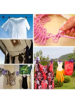 Buffer ® Portable Travel Clothesline 12 Peg Clip Elastic Clothes Pegs  - Image 4