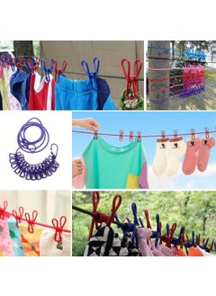 Buffer ® Portable Travel Clothesline 12 Peg Clip Elastic Clothes Pegs  - Image 3