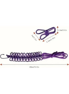 Buffer ® Portable Travel Clothesline 12 Peg Clip Elastic Clothes Pegs  - Image 5