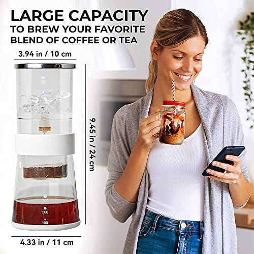 BLARYETI Ice Drip Coffee Maker 14oz Cold Brew Coffee Smooth Dripper Slow Cold Drip Iced Coffee Concentrate Brewer with Adjustable Water Flow, Stainless Steel Filter - Image 2