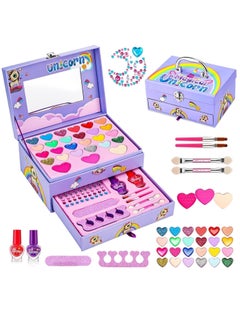 Kids Makeup Kit for Girl, Washable Makeup Kit for Kids W/Mirror, Non Toxic Pretend Makeup for Little Girl,Princess Cosmetic Girls Toys, Valentines Day Gifts for Little Girls