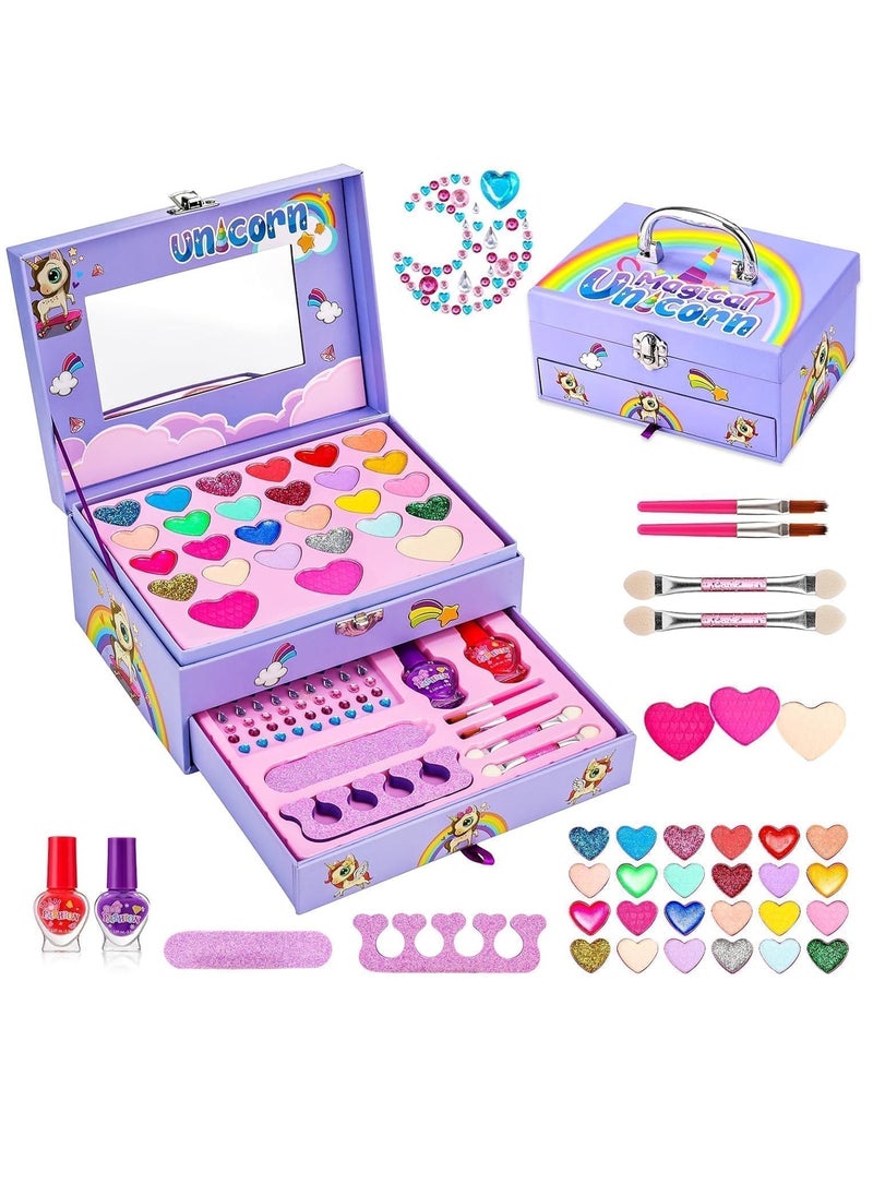 Generic - Kids Makeup Kit for Girl, Washable Makeup Kit for Kids W/Mirror, Non Toxic Pretend Makeup for Little Girl,Princess Cosmetic Girls Toys, Valentines Day Gifts for Little Girls - Image 1