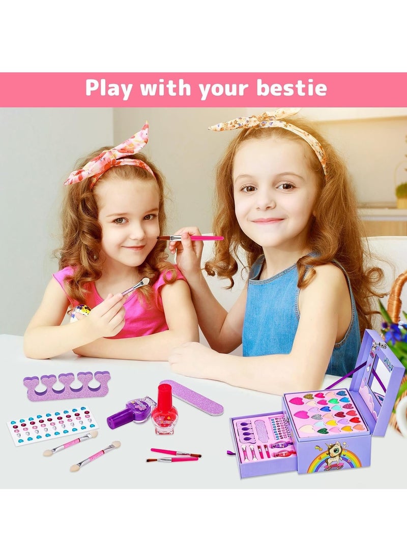 Generic - Kids Makeup Kit for Girl, Washable Makeup Kit for Kids W/Mirror, Non Toxic Pretend Makeup for Little Girl,Princess Cosmetic Girls Toys, Valentines Day Gifts for Little Girls - Image 1