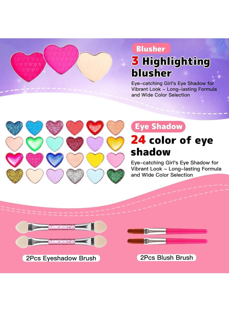 Generic - Kids Makeup Kit for Girl, Washable Makeup Kit for Kids W/Mirror, Non Toxic Pretend Makeup for Little Girl,Princess Cosmetic Girls Toys, Valentines Day Gifts for Little Girls - Image 1