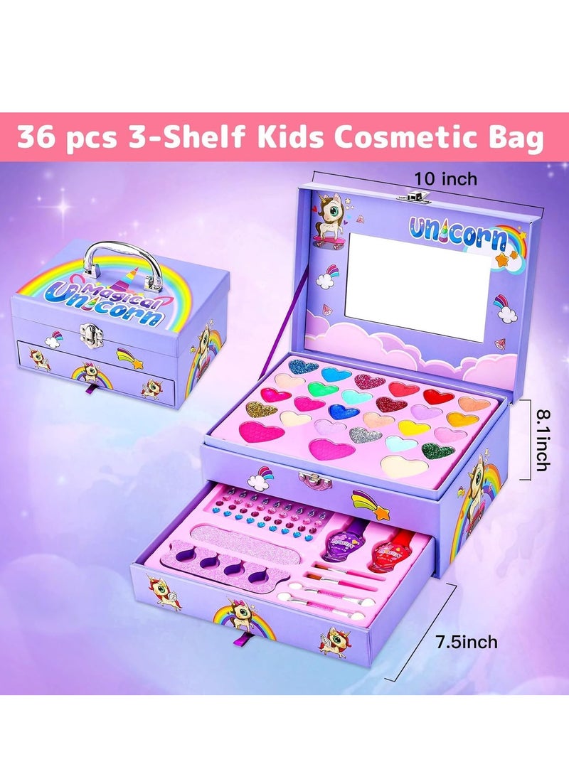 Generic - Kids Makeup Kit for Girl, Washable Makeup Kit for Kids W/Mirror, Non Toxic Pretend Makeup for Little Girl,Princess Cosmetic Girls Toys, Valentines Day Gifts for Little Girls - Image 1