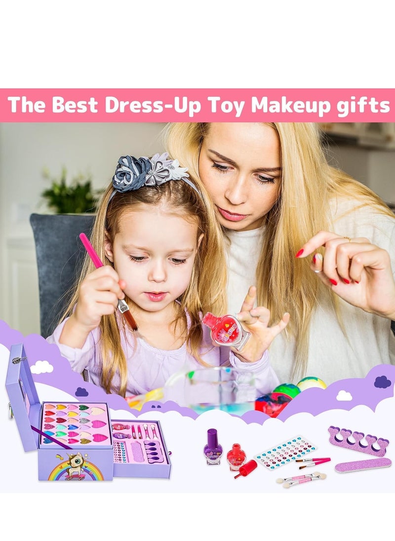 Generic - Kids Makeup Kit for Girl, Washable Makeup Kit for Kids W/Mirror, Non Toxic Pretend Makeup for Little Girl,Princess Cosmetic Girls Toys, Valentines Day Gifts for Little Girls - Image 1