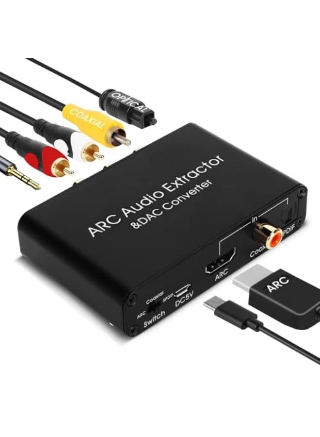 Audio Extractor, 192kHz Optical 3.5mm Interface Analogue-to-Digital Audio Extraction Converter for Television and Home Cinema Systems Featuring Volume Control - Image 1