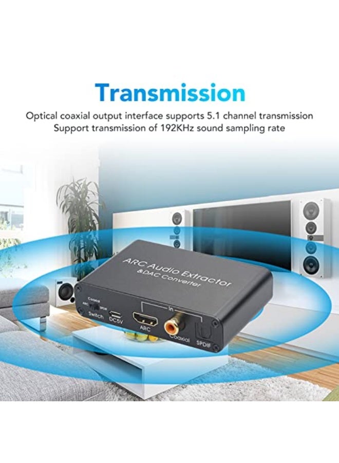 Audio Extractor, 192kHz Optical 3.5mm Interface Analogue-to-Digital Audio Extraction Converter for Television and Home Cinema Systems Featuring Volume Control - Image 3