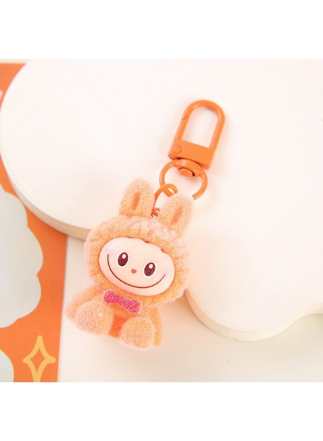 NIBEMINENT Resin Cartoon Cute Flocking LABUBU Keychain, Pendant Doll Accessory Key Chain Gift 