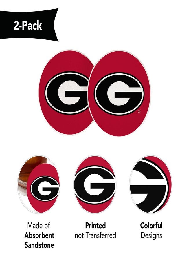 Desert Cactus University of Georgia Car Accessories UGA Bulldogs Absorbent Sandstone Cup Coasters Licensed Product Set of 2 (Design A) - Image 4