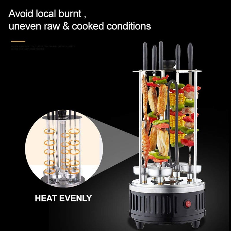 PANTH Electric Grill Vertical Rotisserie Grill Tandoor Grill Electric Bbq Grill Free Standing Stainless Steel Broiler Bbq Tong Grill Oven Home Smokeless Electric Grill Kebab Machine - Image 2