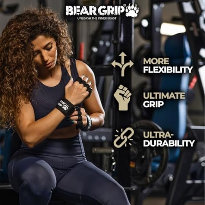BEAR GRIPS Open Training Gloves For Men & Women – Gym Gloves With Adjustable Wrist Wraps, Silicone Grip, Breathable Open-Hand Design For Crossfit, Weightlifting, Bodybuilding, Calisthenics - Image 5